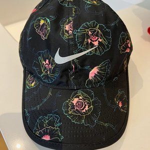 Black Floral Nike Tech Fabric Ballcap Baseball Hat
